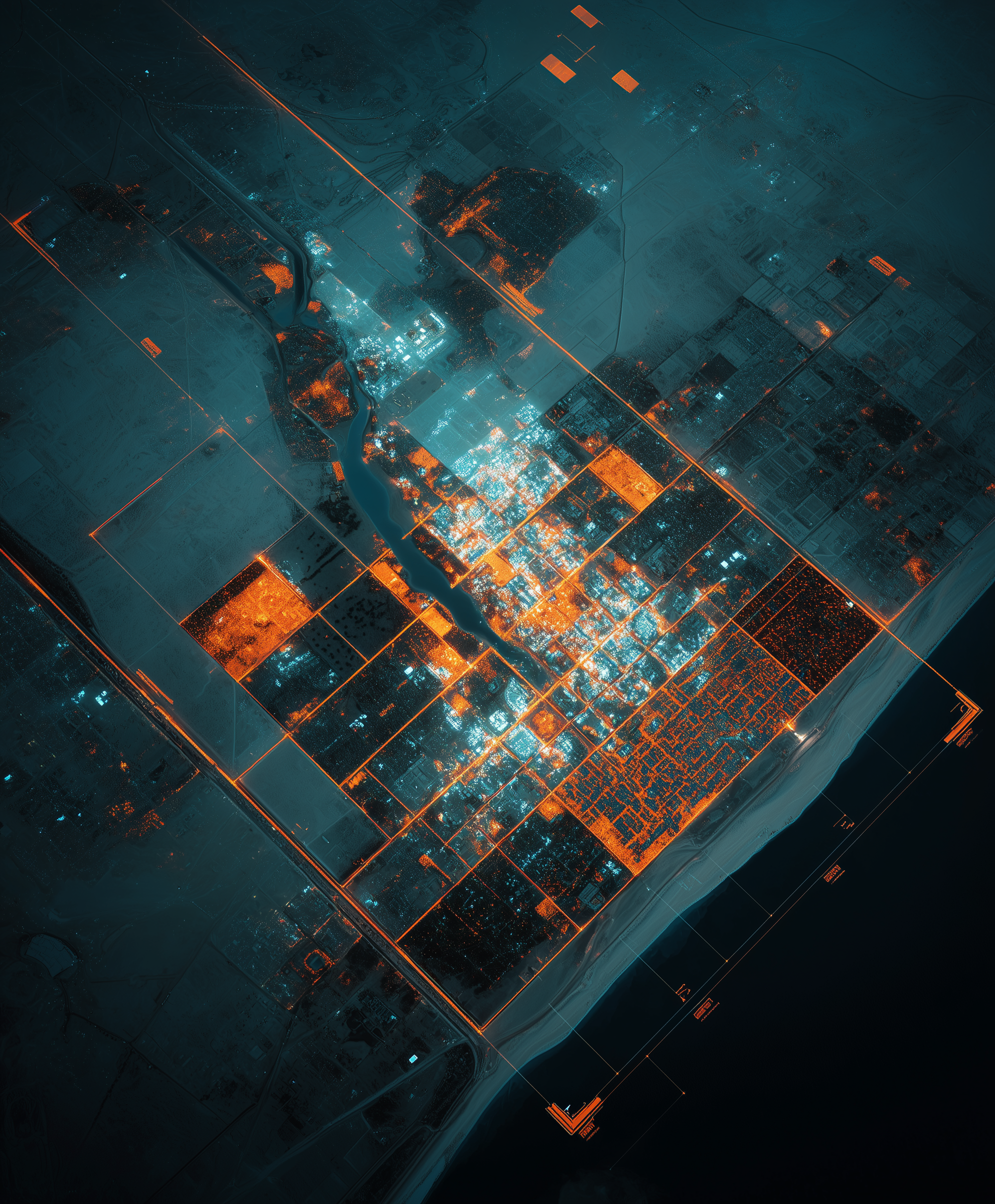 Shadil0546 Satellite View Of Dammam Cityscape With Glowing AI P 26F54a37 49F3 4C14 8Ef9 A250073f80ef